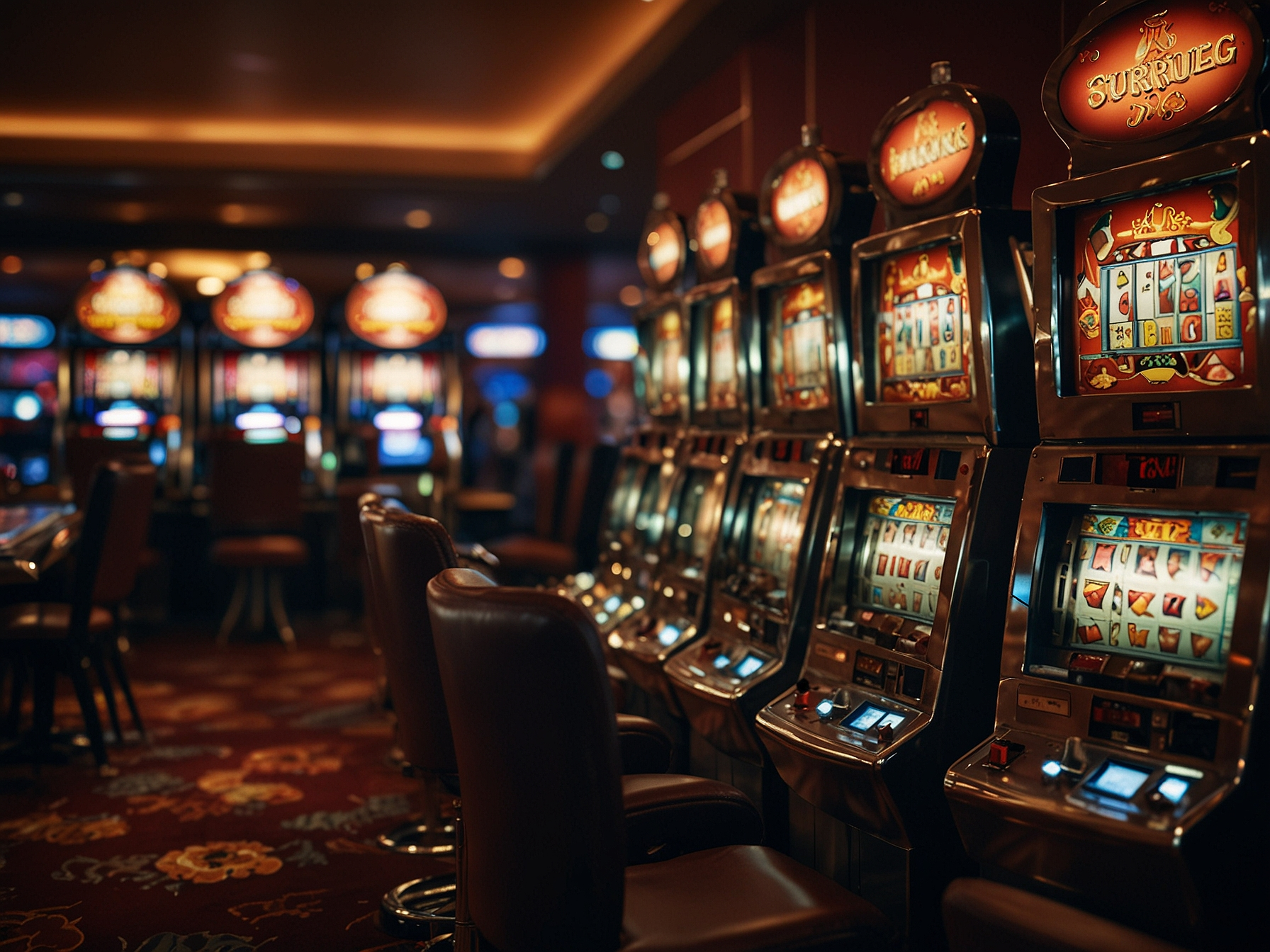 Wnętrze wirtualnego kasyna z automatami